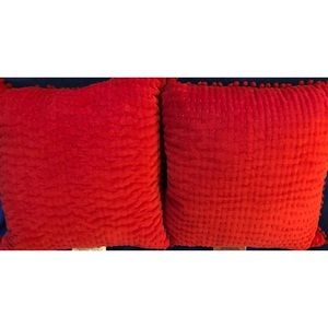 Set of 2 Opalhouse Red Toss Pillows Square 18 in. Mini Poms Christmas Valentines